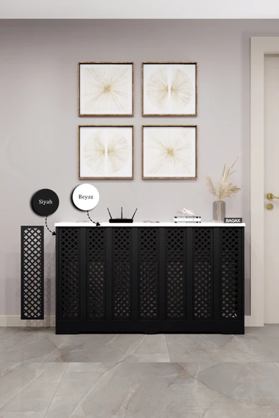 BAGAX Perge Model, Siyah Üstü Beyaz Renk,iç Ölçü 136 Cm Dış Ölçü 140 Cm Petek Kaplama, Dresuar - Resim 2