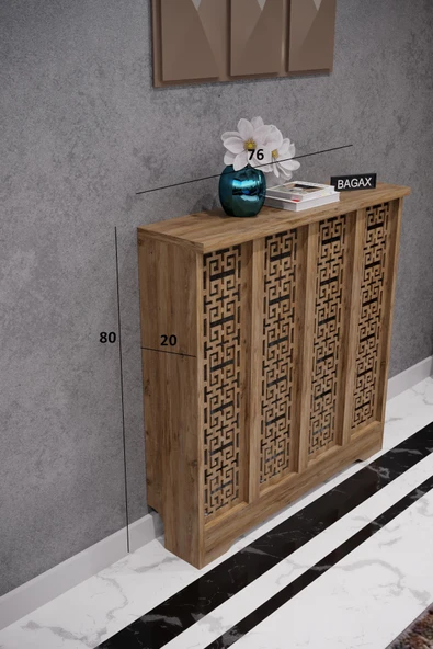 BAGAX Karatay Model, Çam Renk,iç Ölçü 76 Cm Dış Ölçü 80 Cm Petek Kaplama, Dresuar - Resim 2