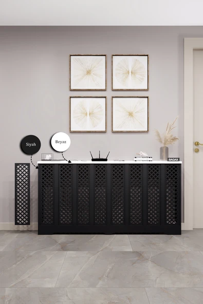 BAGAX Perge Model, Siyah Üstü Beyaz Renk,iç Ölçü 156 Cm Dış Ölçü 160 Cm Petek Kaplama, Dresuar - Resim 2