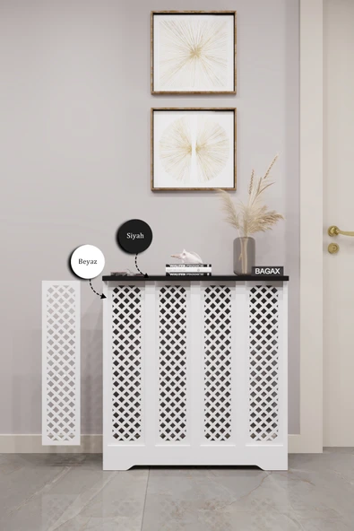 BAGAX Perge Model, Beyaz Üstü Siyah Renk,iç Ölçü 76 Cm Dış Ölçü 80 Cm Petek Kaplama, Dresuar - Resim 2