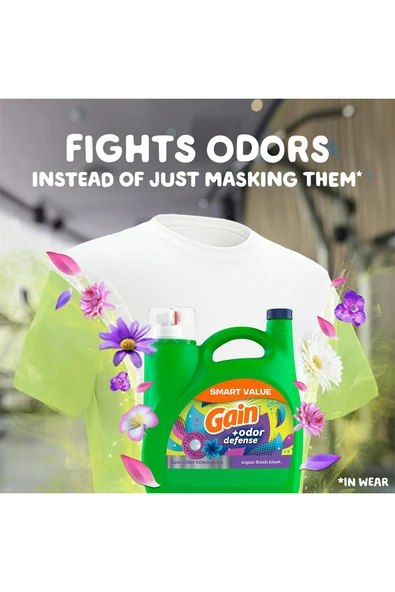 Gain +Odor Defense Sıvı Çamaşır Deterjanı 107 Yıkama 4.55LT - Resim 2