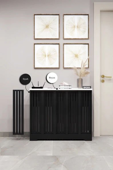 BAGAX Efes Model, Siyah Üstü Beyaz Renk,iç Ölçü 96 Cm Dış Ölçü 100 Cm Petek Kaplama, Dresuar - Resim 2