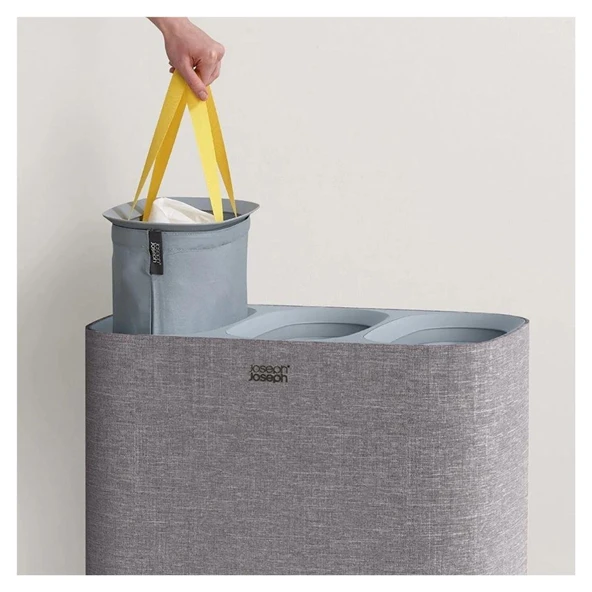 Joseph Joseph Tota 90 L Trio 3 Bölmeli Çamaşır Ayırma Sepeti-Gri - Resim 3