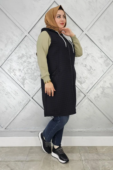 KADIN KAPİTONE CEPLERİ DÜĞME DETAYLI KAPİTONE YELEK - Resim 3