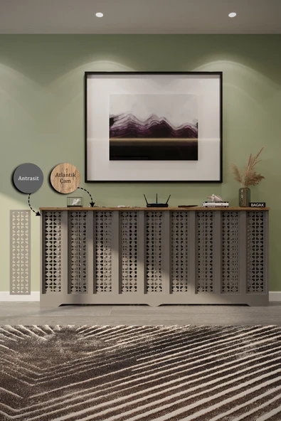 BAGAX Truva Model, Antrasit Üstü Çam Renk,iç Ölçü 176 Cm Dış Ölçü 180 Cm Petek Kaplama, Dresuar - Resim 3