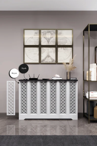 BAGAX Pera Model, Beyaz Üstü Siyah Renk,iç Ölçü 116 Cm Dış Ölçü 120 Cm Petek Kaplama, Dresuar - Resim 2