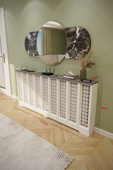 BAGAX Ayasofya Model, Beyaz Üstü Antrasit Renk,iç Ölçü 176 Cm Dış Ölçü 180 Cm Petek Kaplama, Dresuar ürün görseli