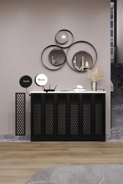 BAGAX Bodrum Model, Siyah Üstü Beyaz Renk,iç Ölçü 116 Cm Dış Ölçü 120 Cm Petek Kaplama, Dresuar - Resim 2