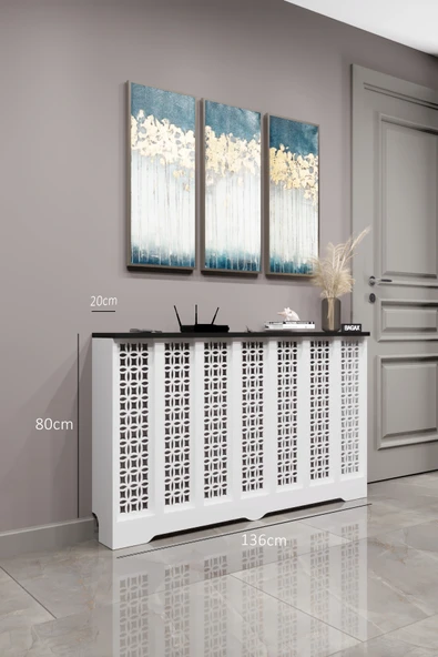 BAGAX Ayasofya Model, Beyaz Üstü Siyah Renk,iç Ölçü 136 Cm Dış Ölçü 140 Cm Petek Kaplama, Dresuar ürün görseli