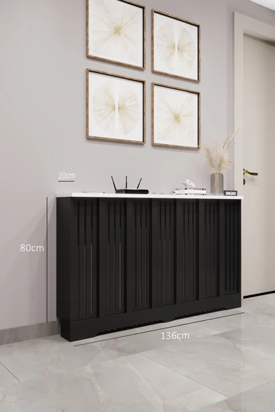 BAGAX Efes Model, Siyah Üstü Beyaz Renk,iç Ölçü 136 Cm Dış Ölçü 140 Cm Petek Kaplama, Dresuar ürün görseli