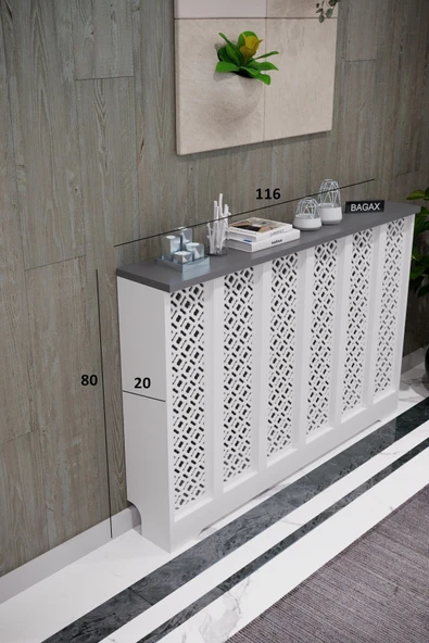 BAGAX Pera Model, Beyaz Üstü Antrasit Renk,iç Ölçü 116 Cm Dış Ölçü 120 Cm Petek Kaplama, Dresuar - Resim 2