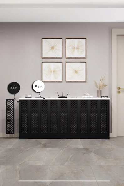 BAGAX Perge Model, Siyah Üstü Beyaz Renk,iç Ölçü 176 Cm Dış Ölçü 180 Cm Petek Kaplama, Dresuar - Resim 2