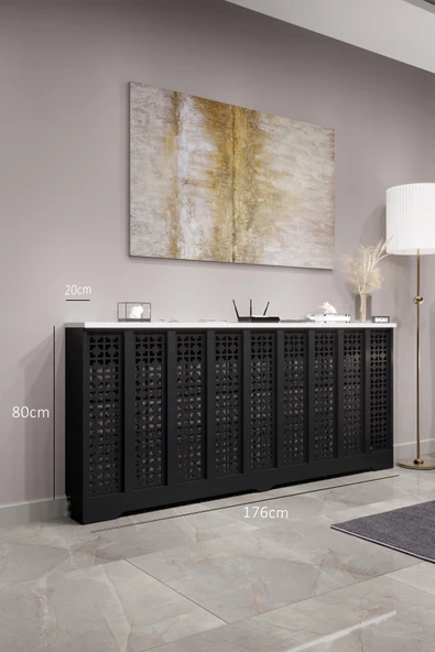 BAGAX Truva Model, Siyah Üstü Beyaz Renk,iç Ölçü 176 Cm Dış Ölçü 180 Cm Petek Kaplama, Dresuar ürün görseli