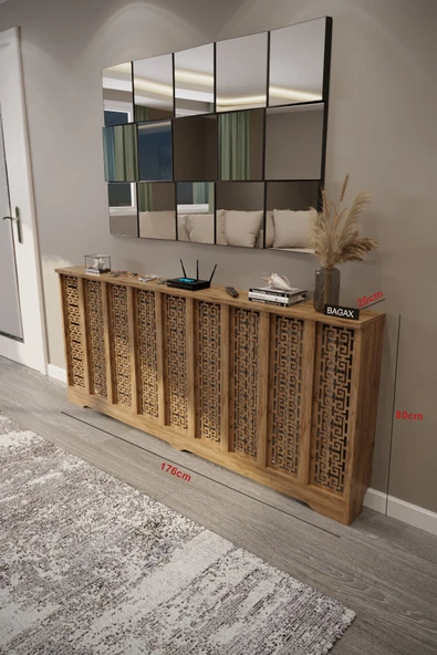 BAGAX Karatay Model, Çam Renk,iç Ölçü 176 Cm Dış Ölçü 180 Cm Petek Kaplama, Dresuar ürün görseli