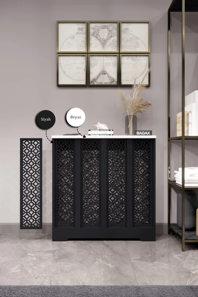 BAGAX Pera Model, Siyah Üstü Beyaz Renk,iç Ölçü 76 Cm Dış Ölçü 80 Cm Petek Kaplama, Dresuar - Resim 2