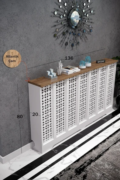 BAGAX Truva Model, Beyaz Üstü Çam Renk,iç Ölçü 136 Cm Dış Ölçü 140 Cm Petek Kaplama, Dresuar ürün görseli