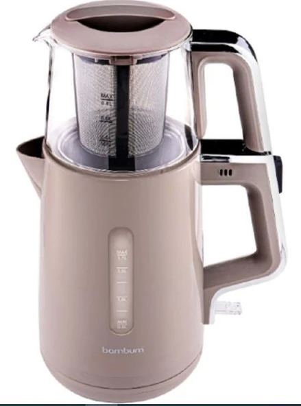Bambum Cam Demlikli Çay Makinesi Bej B6048 ürün görseli 1