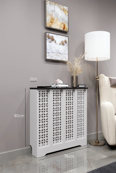 BAGAX Truva Model, Beyaz Üstü Siyah Renk,iç Ölçü 76 Cm Dış Ölçü 80 Cm Petek Kaplama, Dresuar - Resim 2