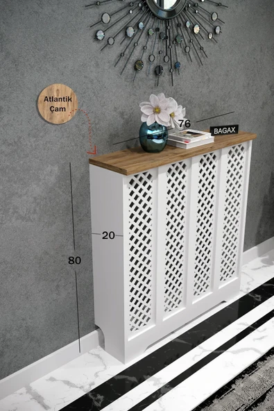 BAGAX Perge Model,beyaz Üstü Çam Renk,iç Ölçü 76 Cm Dış Ölçü 80 Cm Petek Kaplama, Dresuar ürün görseli