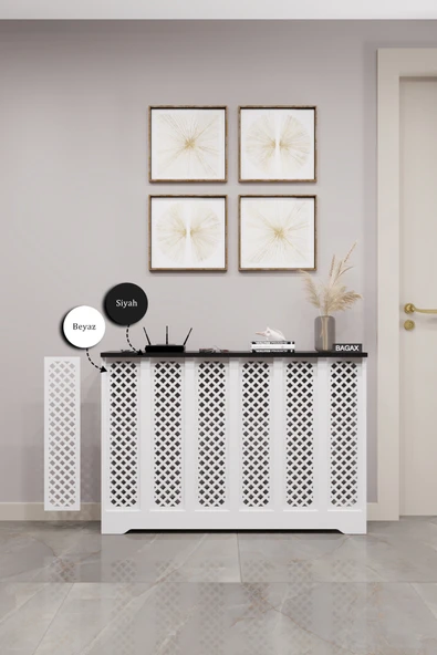 BAGAX Perge Model, Beyaz Üstü Siyah Renk,iç Ölçü 116 Cm Dış Ölçü 120 Cm Petek Kaplama, Dresuar - Resim 2