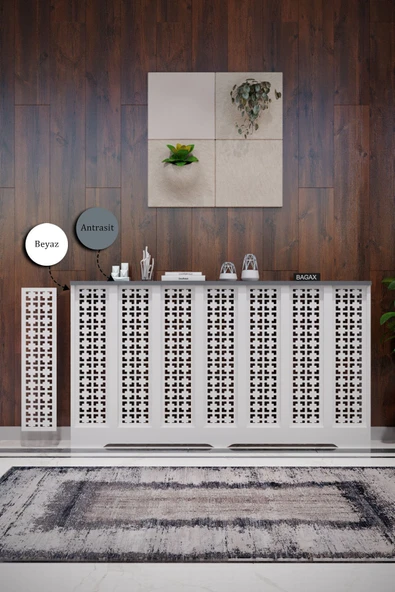 BAGAX Truva Model, Beyaz Üstü Antrasit Renk,iç Ölçü 136 Cm Dış Ölçü 140 Cm Petek Kaplama, Dresuar ürün görseli