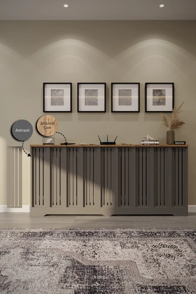 BAGAX Efes Model, Antrasit Üstü Çam Renk,iç Ölçü 176 Cm Dış Ölçü 180 Cm Petek Kaplama, Dresuar - Resim 3