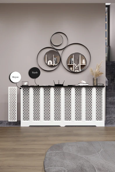 BAGAX Bodrum Model, Beyaz Üstü Siyah Renk,iç Ölçü 156 Cm Dış Ölçü 160 Cm Petek Kaplama, Dresuar - Resim 2