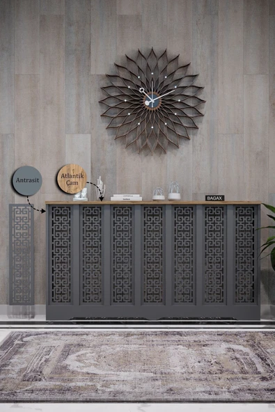 BAGAX Karatay Model, Antrasit Üstü Çam Renk,iç Ölçü 136 Cm Dış Ölçü 140 Cm Petek Kaplama, Dresuar ürün görseli