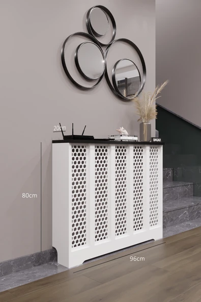 BAGAX Bodrum Model, Beyaz Üstü Siyah Renk,iç Ölçü 96 Cm Dış Ölçü 100 Cm Petek Kaplama, Dresuar - Resim 2