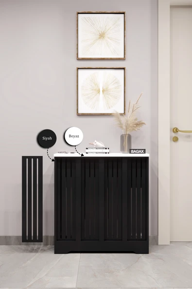 BAGAX Efes Model, Siyah Üstü Beyaz Renk,iç Ölçü 76 Cm Dış Ölçü 80 Cm Petek Kaplama, Dresuar - Resim 2