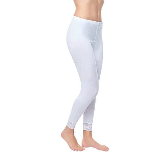 Tutku 0157 Bayan Uzun Paçası Dantelli Tayt BEYAZ ürün görseli