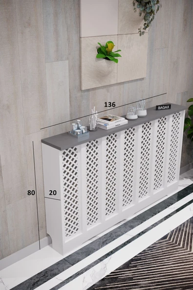 BAGAX Perge Model, Beyaz Üstü Antrasit Renk,iç Ölçü 136 Cm Dış Ölçü 140 Cm Petek Kaplama, Dresuar - Resim 2