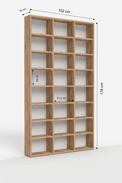 BAGAX Çok Raflı Kitaplık Kütüphane Raflı Dekoratif Kitaplık Geniş Kitaplık - Resim 7