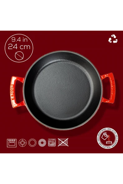 LAVA Döküm Yuvarlak Sahan Döküm Demir Yekpare Çift Kulplu 24cm-	LV Y TV 24 SHN R - Resim 4