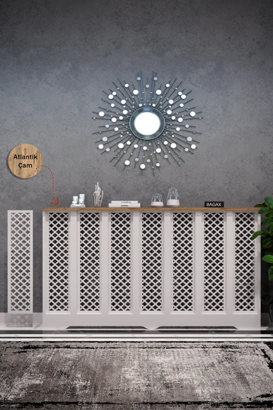 BAGAX Zeugma Model, Beyaz Üstü Çam Renk,iç Ölçü 136 Cm Dış Ölçü 140 Cm Petek Kaplama, Dresuar - Resim 2