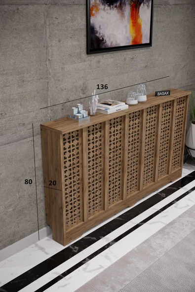 BAGAX Truva Model, Çam Renk,iç Ölçü 136 Cm Dış Ölçü 140 Cm Petek Kaplama, Dresuar - Resim 2