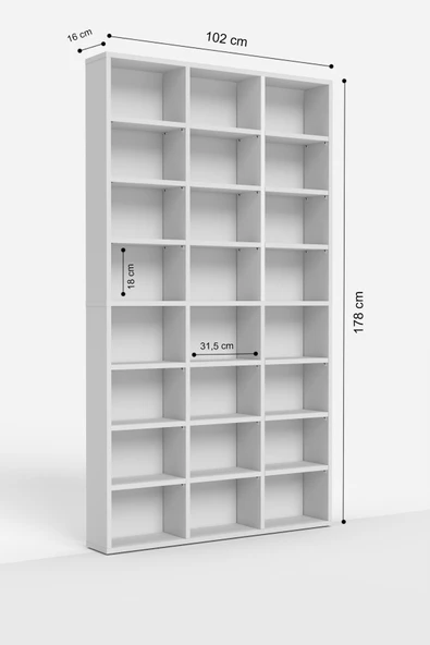 BAGAX Çok Raflı Kitaplık Kütüphane Raflı Dekoratif Kitaplık Geniş Kitaplık - Resim 5