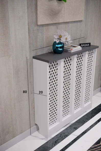 BAGAX Bodrum Model, Beyaz Üstü Antrasit Renk,iç Ölçü 76 Cm Dış Ölçü 80 Cm Petek Kaplama, Dresuar - Resim 2