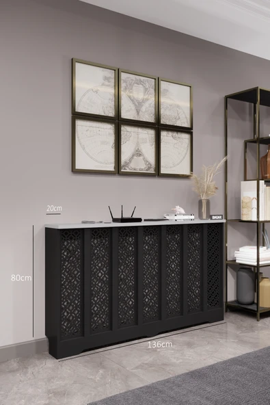 BAGAX Pera Model, Siyah Üstü Beyaz Renk,iç Ölçü 136 Cm Dış Ölçü 140 Cm Petek Kaplama, Dresuar ürün görseli