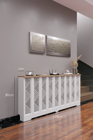 BAGAX Gordion Model, Beyaz Üstü Çam Renk,iç Ölçü 176 Cm Dış Ölçü 180 Cm Petek Kaplama, Dresuar ürün görseli