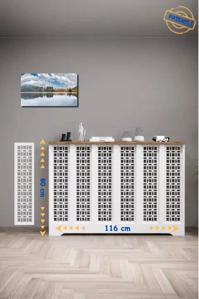 BAGAX Petek Önü Dresuar Kaplama 116cm Çok Amaçlı Dolaplar Mobilya Kalorifer Petek Önü Kapatma Dekorasyon ürün görseli