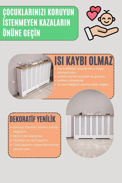 BAGAX Truva Model Petek Onu Dresuar Kaplama 156cm Cok Amacli Dolaplar Mobilya Kalorifer Petek Onu Kapatma - Resim 7