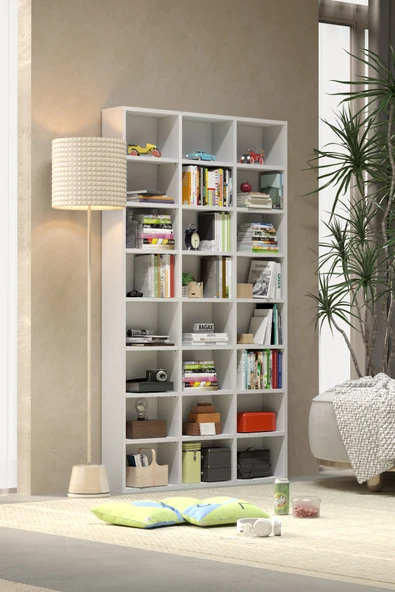 BAGAX Çok Raflı Kitaplık Kütüphane Raflı Dekoratif Kitaplık Geniş Kitaplık - Resim 4