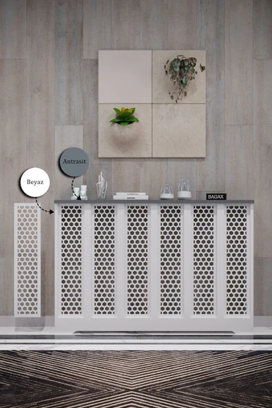 BAGAX Bodrum Model, Beyaz Üstü Antrasit Renk,iç Ölçü 116 Cm Dış Ölçü 120 Cm Petek Kaplama, Dresuar ürün görseli