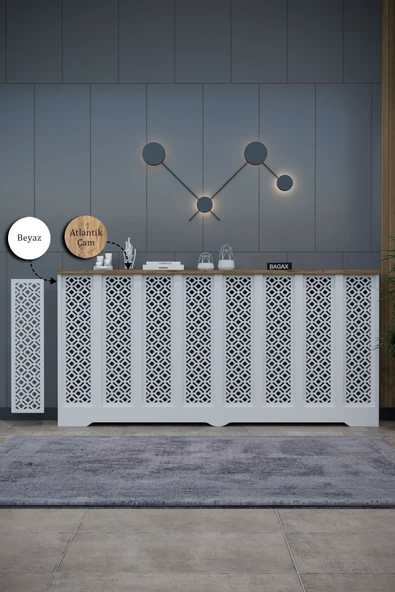 BAGAX Pera Model, Beyaz Üstü Çam Renk,iç Ölçü 156 Cm Dış Ölçü 160 Cm Petek Kaplama, Dresuar - Resim 2