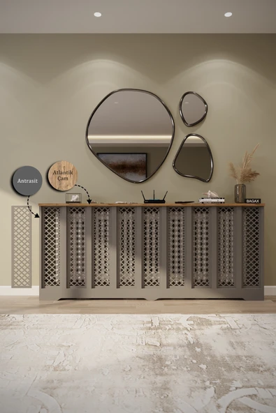 BAGAX Zeugma Model, Antrasit Üstü Çam Renk,iç Ölçü 176 Cm Dış Ölçü 180 Cm Petek Kaplama, Dresuar - Resim 3