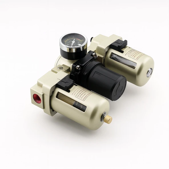 Yüksek Kapasite Üçlü Şartlandırıcı 1/2'' Pnömatik Hava Filtre Regülatör Yağlayıcı FRL Seti Kompresör - Resim 3