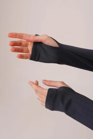 Fitilli Bluz Ve Pantolon Antrasit İkili Takım - Resim 3