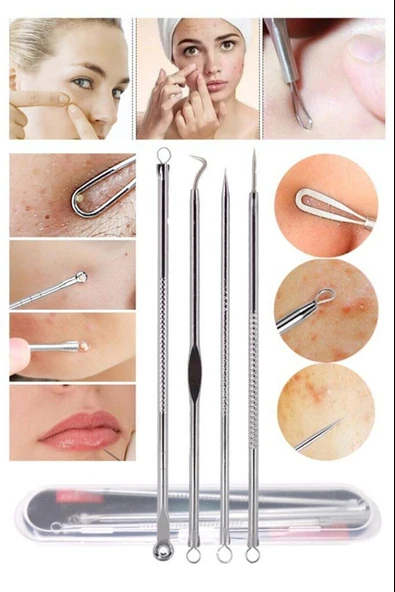 4 lü Kutulu Paslanmaz Komedon Akne - Siyah Nokta Temizleyici Set ürün görseli