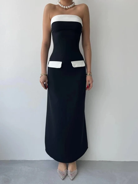 Cep Detaylı traplez Elbise - Resim 2